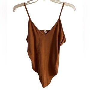 BP Urban outfitters bodysuit brown ribbed v neck Large NWT